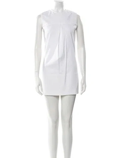 Pre-owned Brandon Maxwell Crew Neck Mini Dress In White