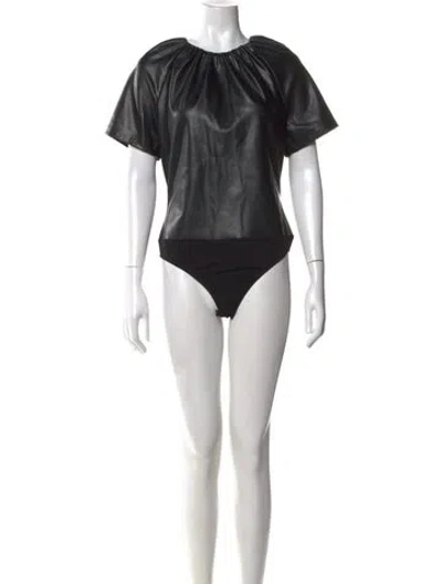 Pre-owned Brandon Maxwell Crew Neck Short Sleeve Bodysuit In Black