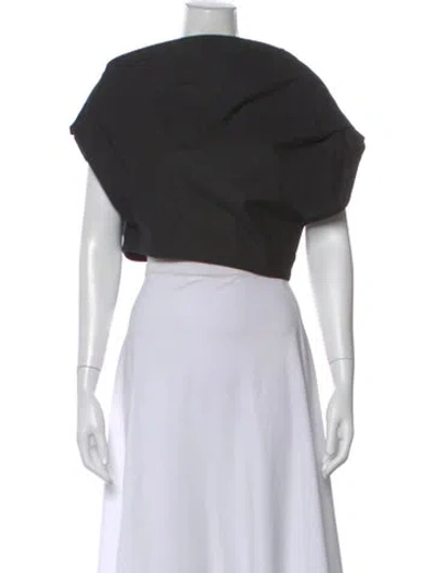 Pre-owned Brandon Maxwell Crew Neck Short Sleeve Crop Top W/ Tags In Black