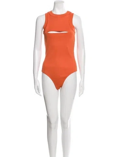 Pre-owned Brandon Maxwell Crew Neck Sleeveless Bodysuit In Orange