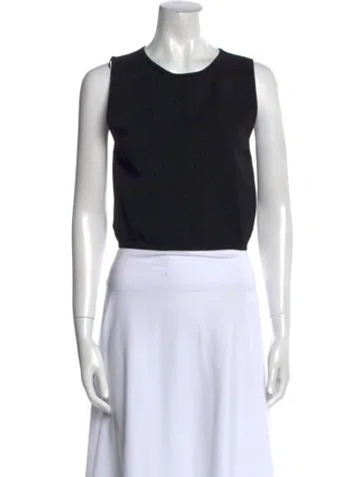 Pre-owned Brandon Maxwell Crew Neck Sleeveless Crop Top In Black