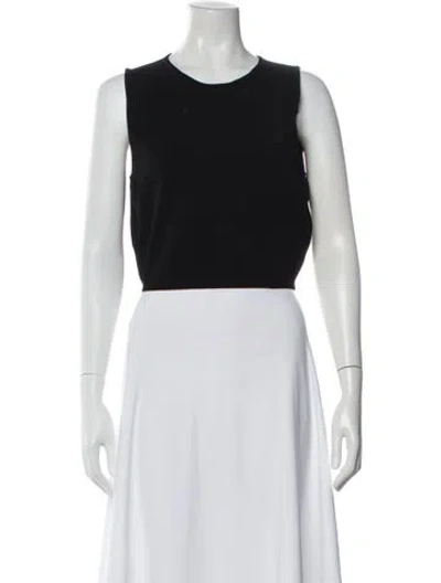 Pre-owned Brandon Maxwell Crew Neck Sleeveless Crop Top In Black