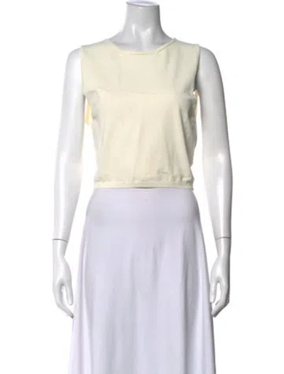 Pre-owned Brandon Maxwell Crew Neck Sleeveless Crop Top In Neutrals