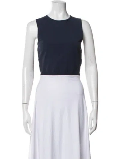 Pre-owned Brandon Maxwell Crew Neck Sleeveless Top In Blue/white
