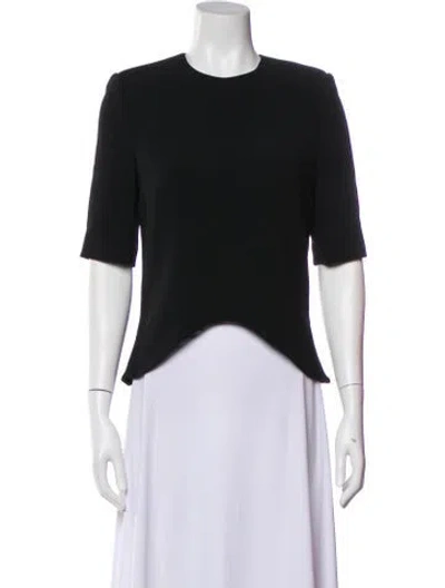 Pre-owned Brandon Maxwell Crew Neck Three-quarter Sleeve Top In Black