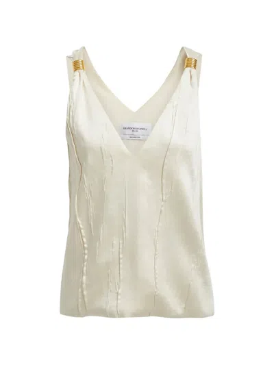 Brandon Maxwell Crinkled-pleat Tank Top In White