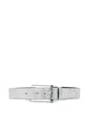 Brandon Maxwell Crocodile-effect Buckle Belt In Silver