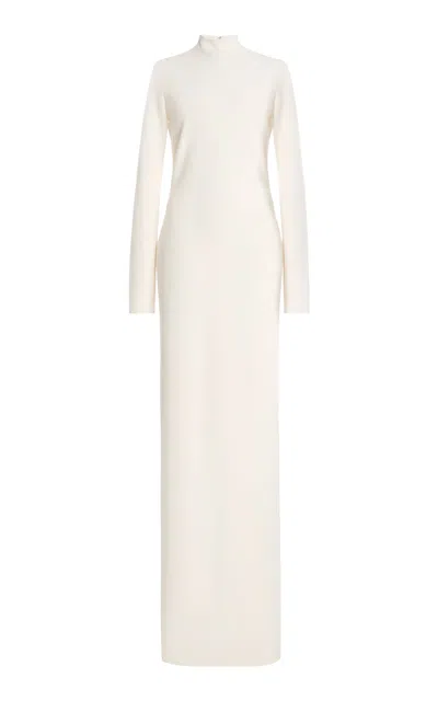 Brandon Maxwell Crosy Mock Neck Long Sleeve Gown In White