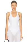 Brandon Maxwell The Dahlia Rib-trimmed Knit Bodysuit In White