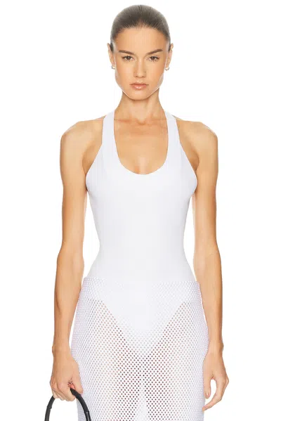 Brandon Maxwell Dahlia Knit Bodysuit In White