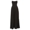 Brandon Maxwell Dotted Print Silk Trimmed Corset Jumpsuit In Black