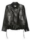 Brandon Maxwell Drawcord-hem Leather Jacket In Black
