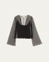 Brandon Maxwell The Eloise Chantilly Lace And Crepe Top In Black