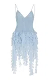 Brandon Maxwell Embroidered Hem Silk Camisole Top In Light Blue