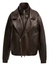 Brandon Maxwell Emmett Double-zip Leather Jacket In Brown
