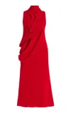 Brandon Maxwell Exclusive Frida Draped Silk-crepe Midi Dress In Red