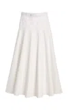 Brandon Maxwell Exclusive Riviera Belted Cotton Midi Skirt In White