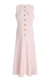 Brandon Maxwell Exclusive Riviera Buttoned Crepe Midi Dress In Pink