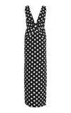 Brandon Maxwell Exclusive Riviera Polka-dot Wool-silk Maxi Dress In Black
