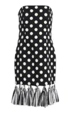 Brandon Maxwell Exclusive Riviera Tassel-embellished Wool-silk Mini Dress In Black,white