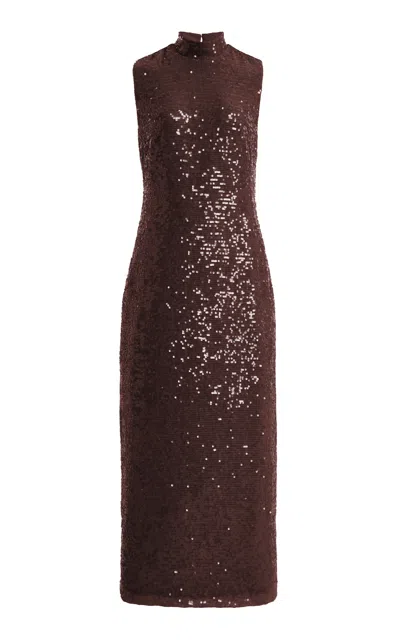 Brandon Maxwell Exclusive Sequined Stretch-silk Midi Dress In Brown