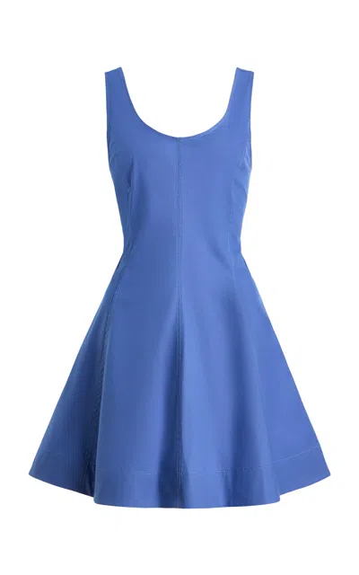 Brandon Maxwell Exclusive The Poppy Flared Cotton Mini Dress In Blue