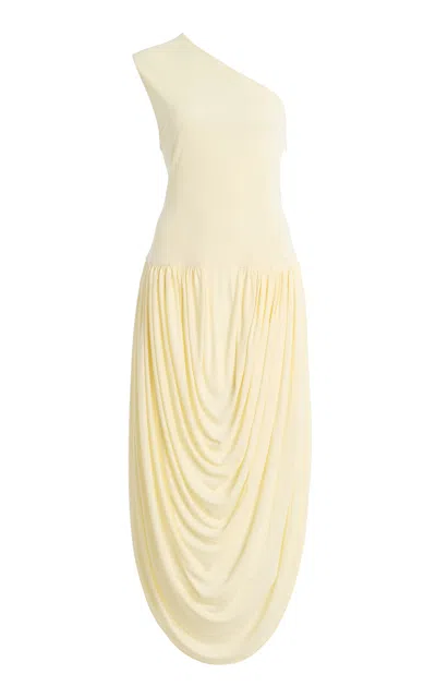 Brandon Maxwell Exlcusive The Mila Draped Jersey Midi Dress In Yellow