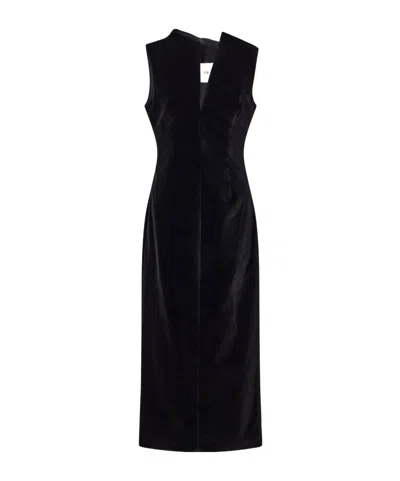 Brandon Maxwell Farren Bustier Darted Silk-velvet Maxi Dress In Black