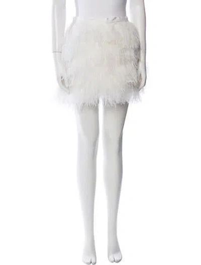 Pre-owned Brandon Maxwell Feather Trim Mini Skirt In Blue