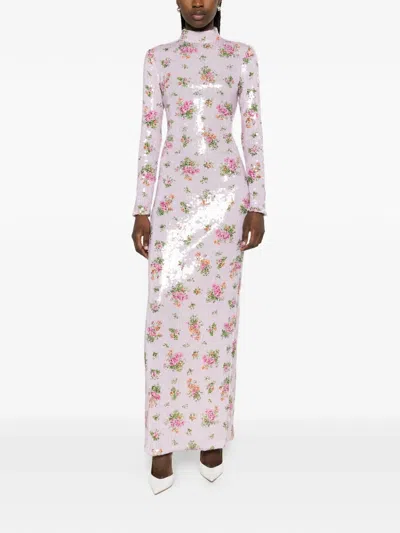 Brandon Maxwell Floral Maxi Dress In Pink