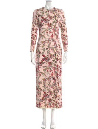 Pre-owned Brandon Maxwell Floral Print Long Dress In Pink
