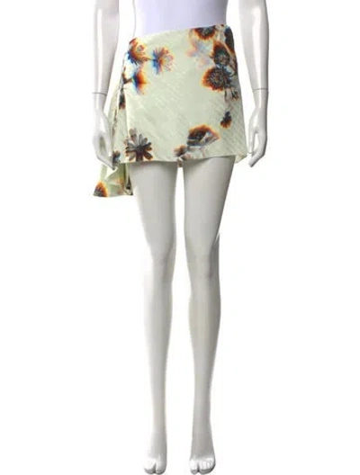 Pre-owned Brandon Maxwell Floral Print Mini Skirt In Green