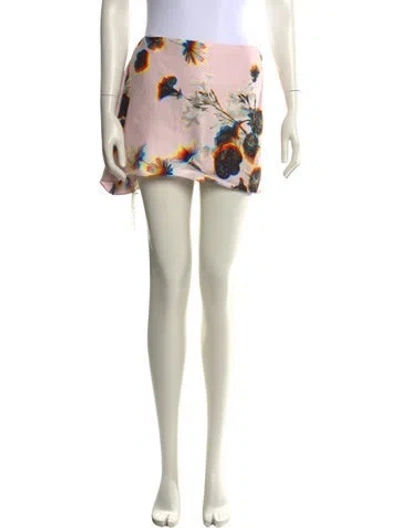 Pre-owned Brandon Maxwell Floral Print Mini Skirt In Neutral