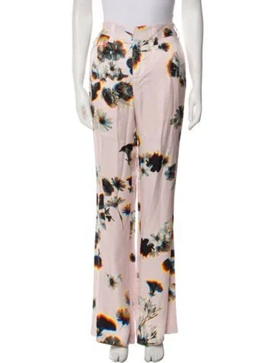 Pre-owned Brandon Maxwell Floral Print Wide Leg Pants In Pink