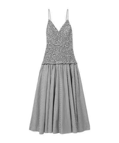 Brandon Maxwell Full Flared Midi Dress In Gray