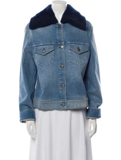 Pre-owned Brandon Maxwell Fur Jacket In Blue