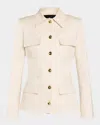 Brandon Maxwell Gage Fitted Button-up Jacket In Ivory