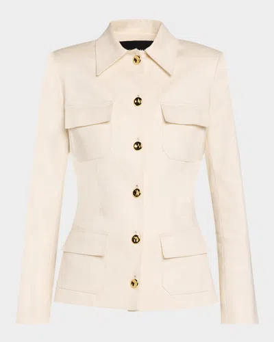 Brandon Maxwell Gage Fitted Button-up Jacket In Ivory
