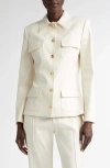 Brandon Maxwell Gage Fitted Button-up Jacket In Ivory