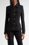 Brandon Maxwell The Gage Tailored Wool-silk Crepe Jacket In Black