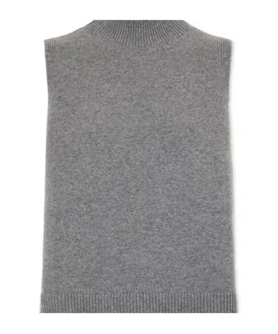 Brandon Maxwell Grey Turtleneck Knit Vest In Gray