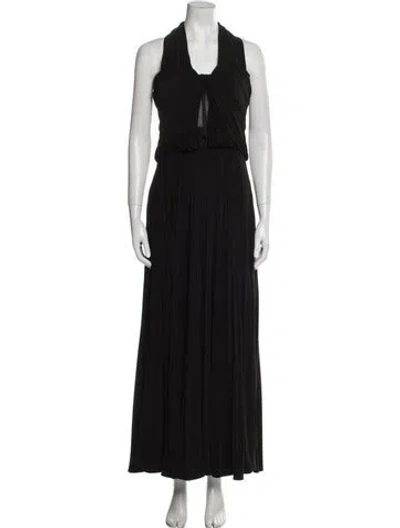 Pre-owned Brandon Maxwell Halterneck Long Dress In Black