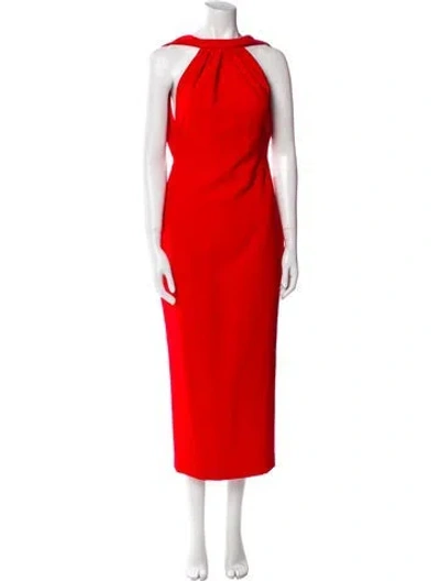 Pre-owned Brandon Maxwell Halterneck Long Dress In Red