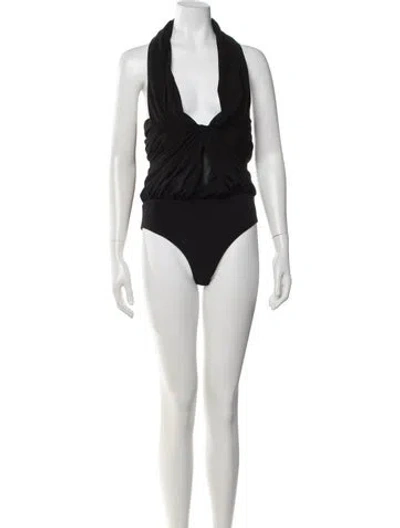 Pre-owned Brandon Maxwell Halterneck Sleeveless Bodysuit In Black