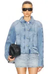 Brandon Maxwell Harper Denim Balloon Jacket In Blue