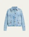 Brandon Maxwell Harper Denim Balloon Jacket In Brown