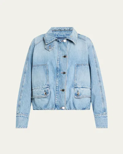 Brandon Maxwell Harper Denim Balloon Jacket In Brown