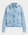 Brandon Maxwell Harper Denim Balloon Jacket In Blue