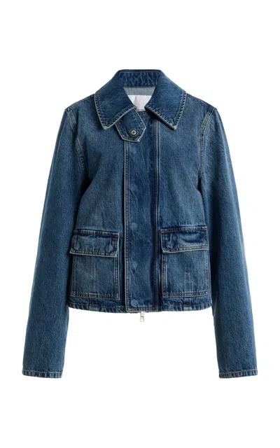 Brandon Maxwell Hayes Boxy Denim Jacket In Blue