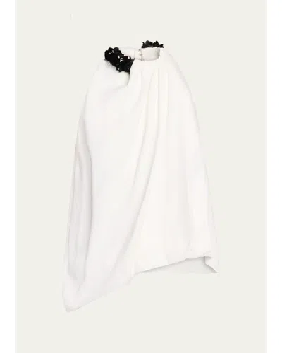 Brandon Maxwell Haze Draped Sequin-trim Asymmetric Top In White